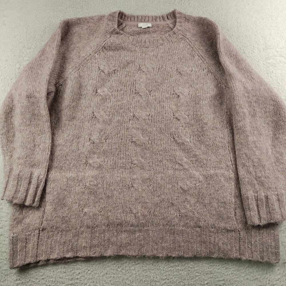 J Jill Sweater Pink Cable Knit Wool Blend Women's XL Soft Cozy Pockets
